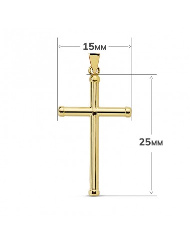 18K CRUZ LISA TUBO 25 X 15MM.