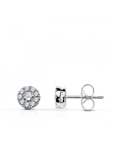 18K PENDIENTES ORO BLANCO 20 DIAMANTES TALLA BRILLANTE 0.330 QTES. 5 MM.