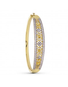 18K PULSERA RIGIDA ORO BICOLOR CIRCONITAS