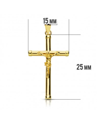 18K CRUZ CON CRISTO REDONDA. 28 X 15MM. 2MM