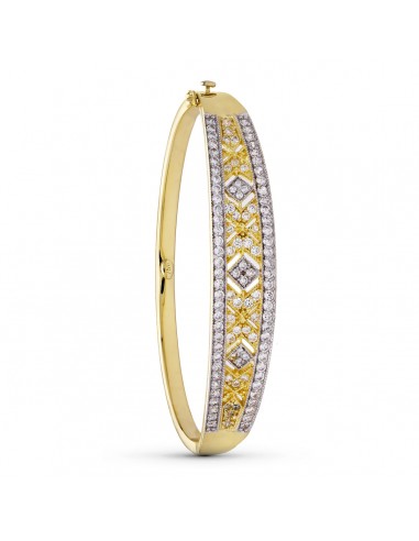 18K PULSERA RIGIDA ORO BICOLOR CIRCONITAS