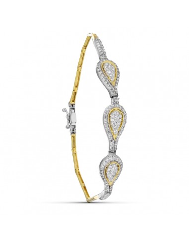 18K PULSERA ORO BICOLOR CIRCONITA MOTIVOS 19CM