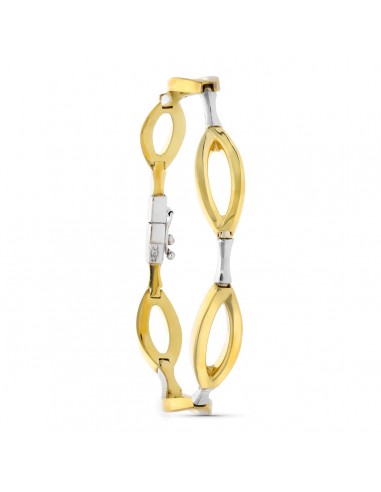 18K PULSERA ORO BICOLOR ESLABONES OVALES 19CM