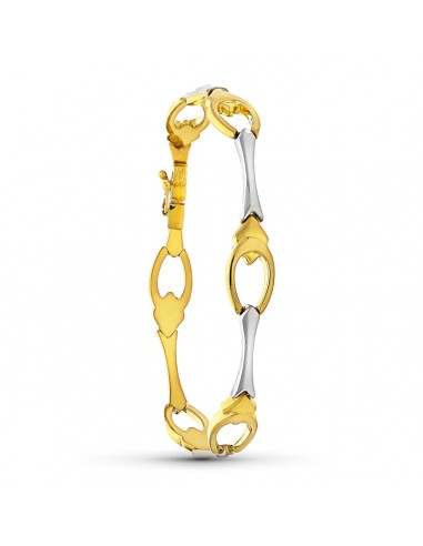 18K PULSERA ORO BICOLOR ESLABONES 19CM