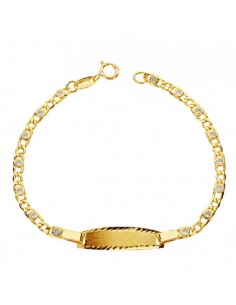 18K PULSERA ORO AMARILLO ESCLAVA CIRCONITA 14CM 2.5 MM
