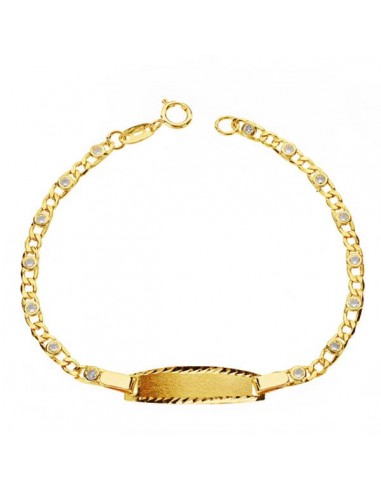 18K PULSERA ORO AMARILLO ESCLAVA CIRCONITA 14CM 2.5 MM