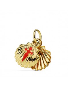 18K COLGANTE CONCHA DE SANTIAGO DOBLE 10MM.