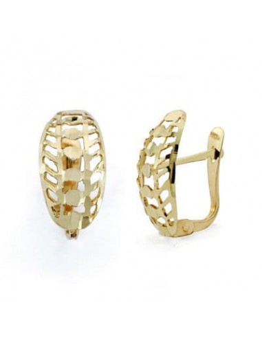 18K PENDIENTES ORO AMARILLO CALADOS 14X7 MM CIERRE CATALÁN
