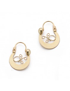 18K PENDIENTES ORO AMARILLO AROS CRIOLLAS. 17X13 MM