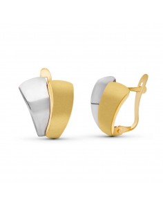 18K PENDIENTES ORO BICOLOR PIÑA RODIO. 13 MM CIERRE CATALÁN