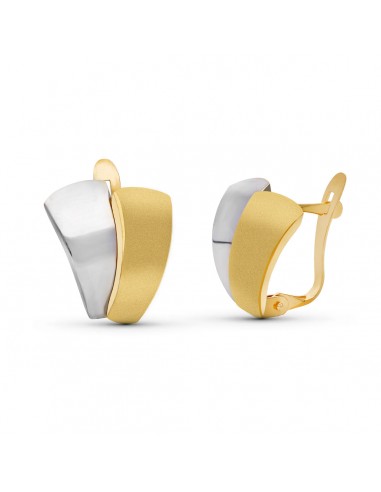 18K PENDIENTES ORO BICOLOR PIÑA RODIO. 13 MM CIERRE CATALÁN