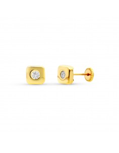 18K PENDIENTES ORO AMARILLO CUADRADOS 6X6 MM