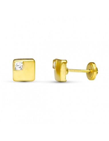 18K PENDIENTES ORO AMARILLO TUERCA CUADRADOS 6X6 MM