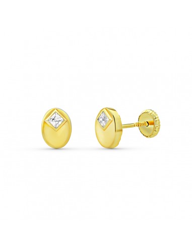 18K PENDIENTES ORO AMARILLO OVAL CIRCONITA 7X5 MM