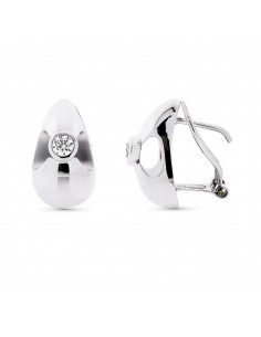 18K PENDIENTES ORO BLANCO CIRCONITA 16X9 MM CIERRE OMEGA