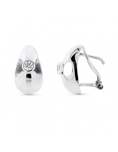 18K PENDIENTES ORO BLANCO CIRCONITA 16X9 MM CIERRE OMEGA