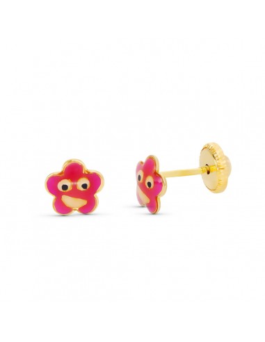 18K PENDIENTES ORO AMARILLO LARGOS DOBLE CUERPO CIERRE TUERCA