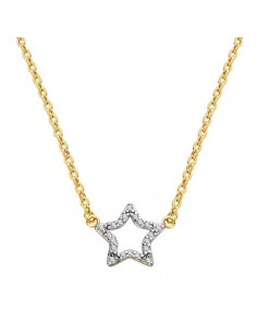 18K COLGANTE ESTRELLA CIRCONITAS CON CADENA 45 CM.