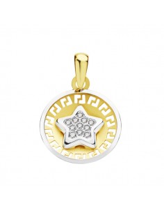 18K COLGANTE BICOLOR CIRCONITAS. 13 MM.