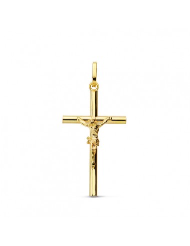 18K CRUZ CON CRISTO HUECA. 25 X 14 MM.