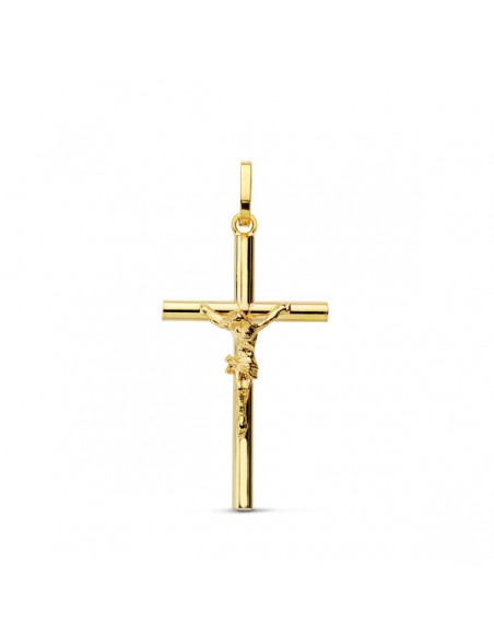 18K CRUZ CON CRISTO HUECA. 25 X 14 MM.
