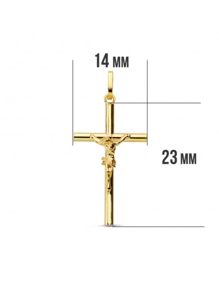 18K CRUZ CON CRISTO HUECA. 25 X 14 MM.