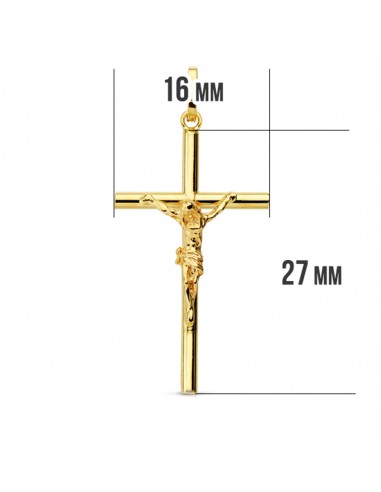 18K CRUZ CRISTO HUECA. 29 X 16 MM.