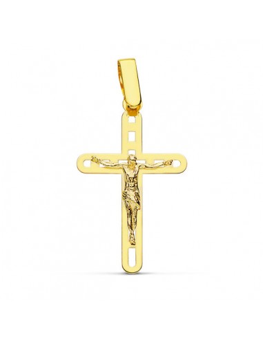 18K CRUZ CON CRISTO CALADA. 26 X 16 MM.