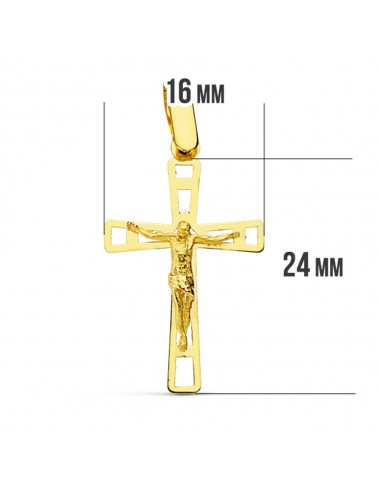 18K CRUZ CON CRISTO CALADA. 26 X 16 MM.