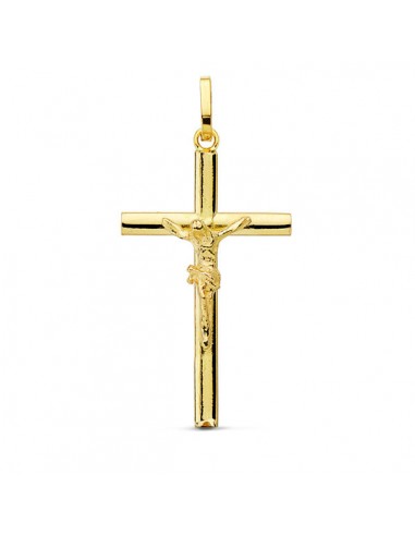 18K CRUZ CON CRISTO PALO OVAL 29 X 16 MM.