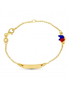 18K ESCLAVA ORO AMARILLO ELEFANTE ESMALTE 16 CM