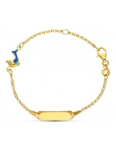 18K ESCLAVA ORO AMARILLO DELFIN ESMALTE 16 CM