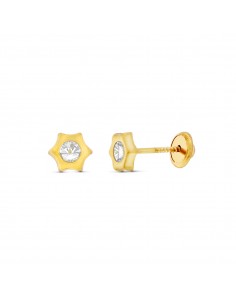 18K PENDIENTES ORO AMARILLO ESTRELLA 6X5 MM CIERRE TUERCA