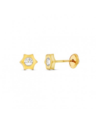 18K PENDIENTES ORO AMARILLO ESTRELLA 6X5 MM CIERRE TUERCA