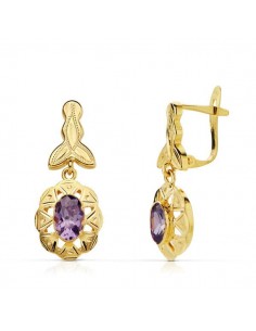 18K PENDIENTES ORO AMARILLO CUBANAS AMATISTA 23X10 MM CIERRE CATALÁN