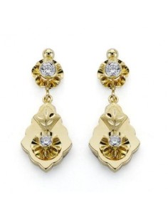 18K PENDIENTES ORO AMARILLO CUBANAS CIRCONITA 31X12 MM CIERRE CATALAN