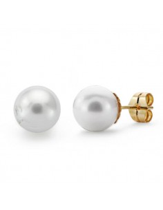18K PENDIENTES PERLA AUSTRALIANA ORO AMARILLO 9 5-10 MM CIERRE PRESION