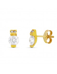 18K PENDIENTES ORO AMARILLO CIRCONITA 9X5 MM CIERRE PRESION
