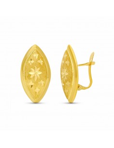 18K PENDIENTES ORO AMARILLO MARQUIS TALLADO 22X11 MM CIERRE CATALAN