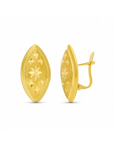 18K PENDIENTES ORO AMARILLO MARQUIS TALLADO 22X11 MM CIERRE CATALAN