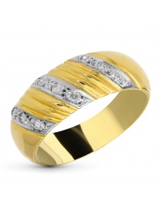 18K SORTIJA ORO AMARILLO 9 DIAMANTES NATURALES TALLA BRILLANTE 0.090 QTS.