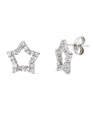 18K PENDIENTES ORO BLANCO ESTRELLA 12X12 MM CIERRE PRESION