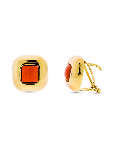 18K PENDIENTES ORO AMARILLO CORAL CUADRADO