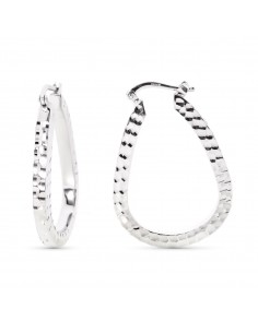 18K AROS ORO BLANCO GOTA TALLADOS. 34X24 MM