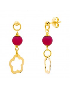 18K PENDIENTES ORO AMARILLO CORALINA 6 MM FLOR PRESION