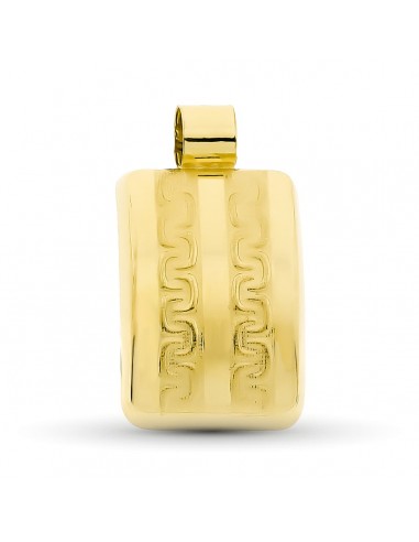 18K COLGANTE ORO AMARILLO RECTANGULAR GRECA 19X11 MM