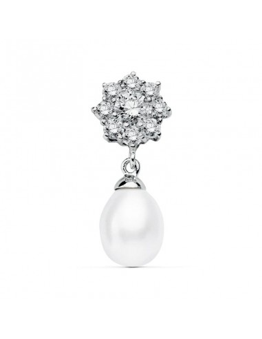 18K COLGANTE ORO BLANCO CUAJO Y PERLA 23X10 MM