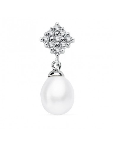 18K COLGANTE ORO BLANCO CUAJO Y PERLA 22X8 MM
