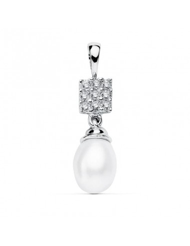 18K COLGANTE ORO BLANCO CUAJO Y PERLA 22X8 MM