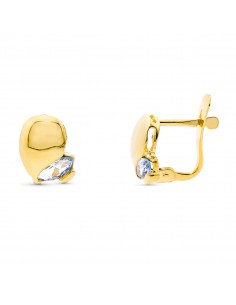 18K PENDIENTES ORO AMARILLO PIEDRA AGUAMARINA CIERRE CATALAN